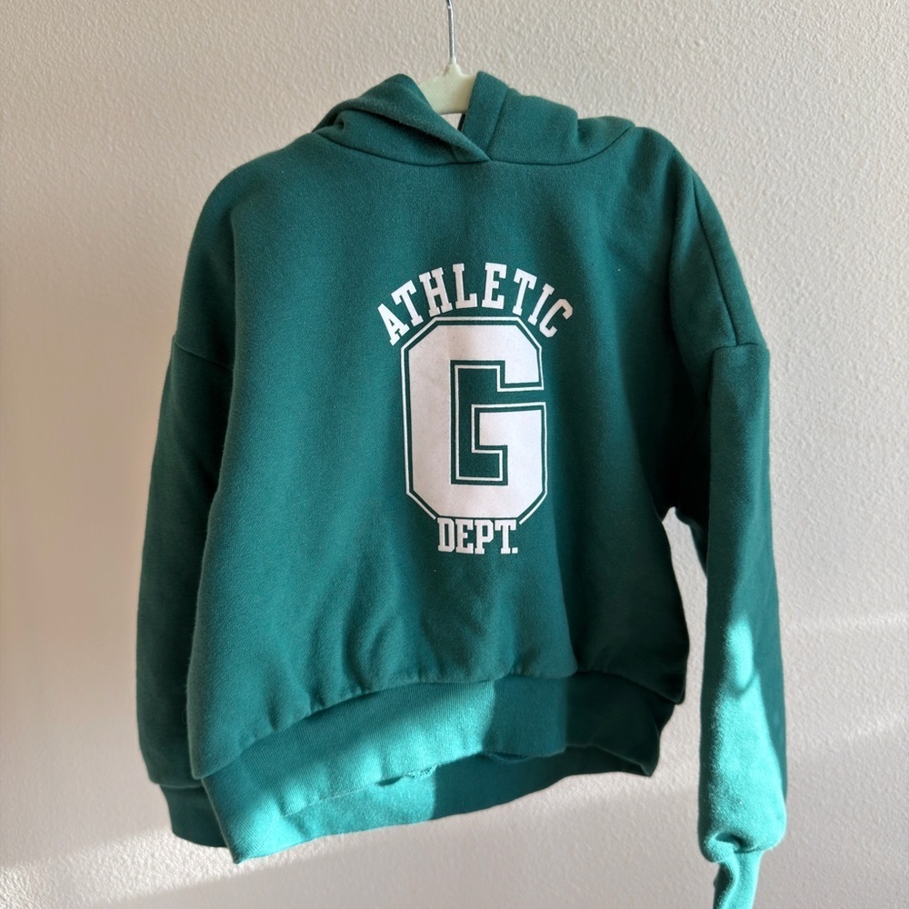GAP Kids S 6-7 Green Athletic Dept Cropped Hoodie Sweatshirt - Picture 3 of 10